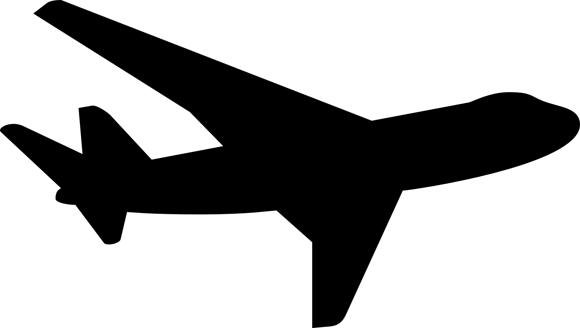 Black Commercial Airplane Side View Silhouette Icon Transparent Background PNG Image