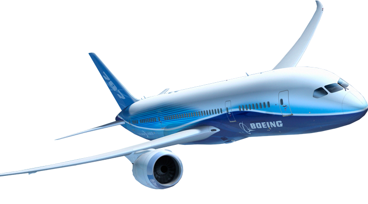 Blue And White Commercial Jet Airplane Close Up Front View Isolated Transparent Background PNG Image