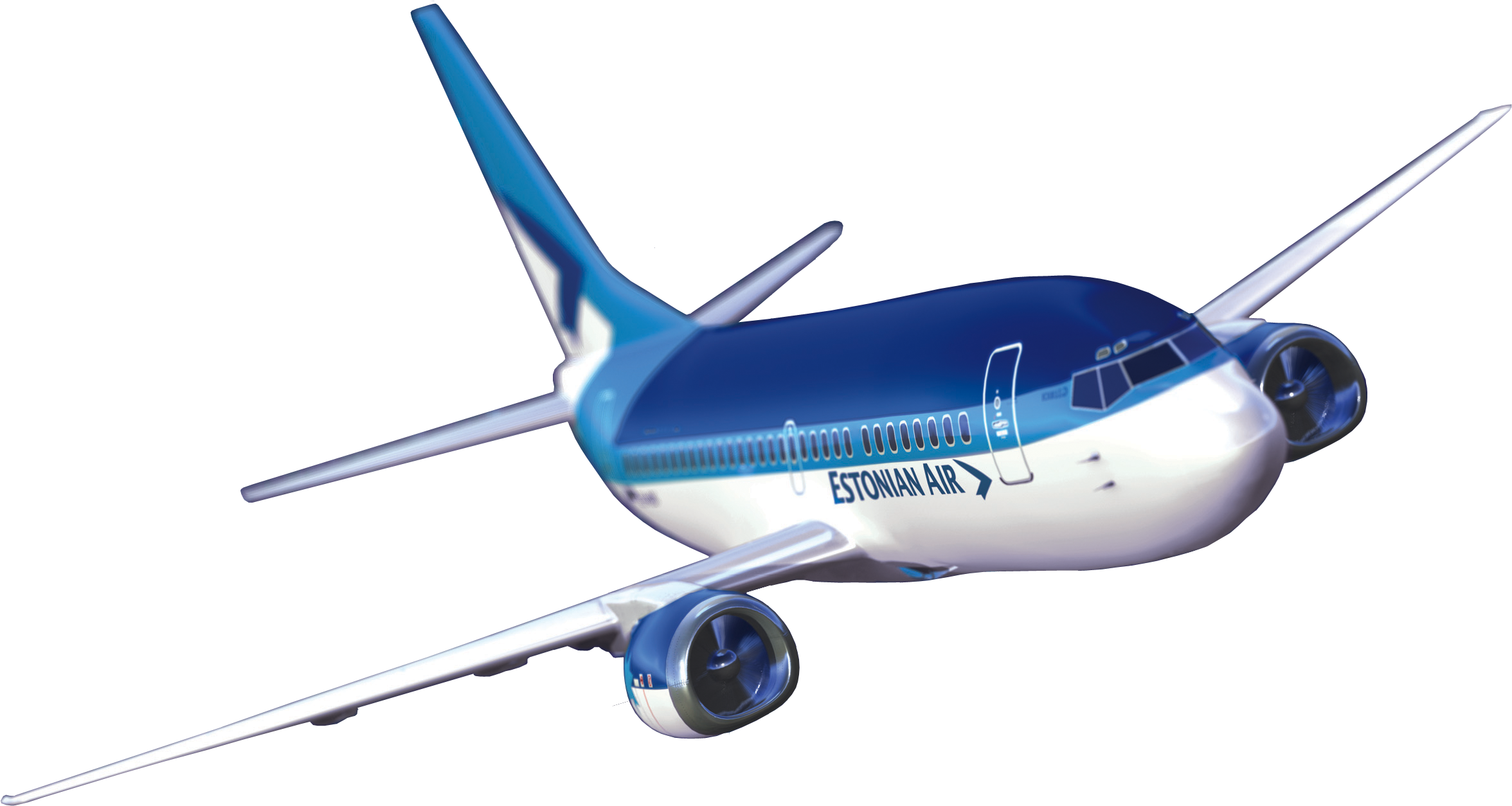 Blue And White Passenger Airplane Front Angle View Isolated Transparent Background PNG Image