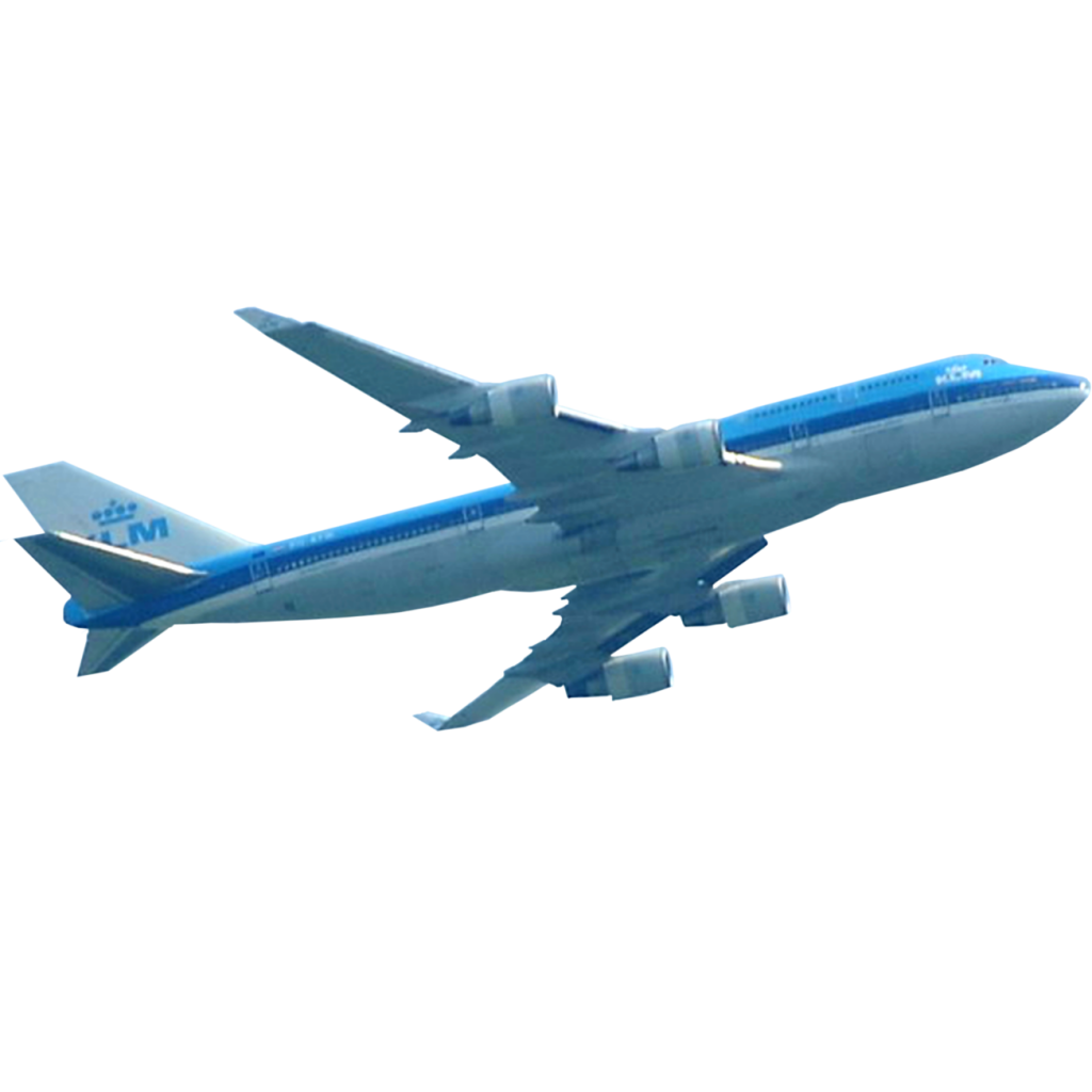 Blue Commercial Passenger Airplane Flying Side View Isolated Transparent Background PNG Image