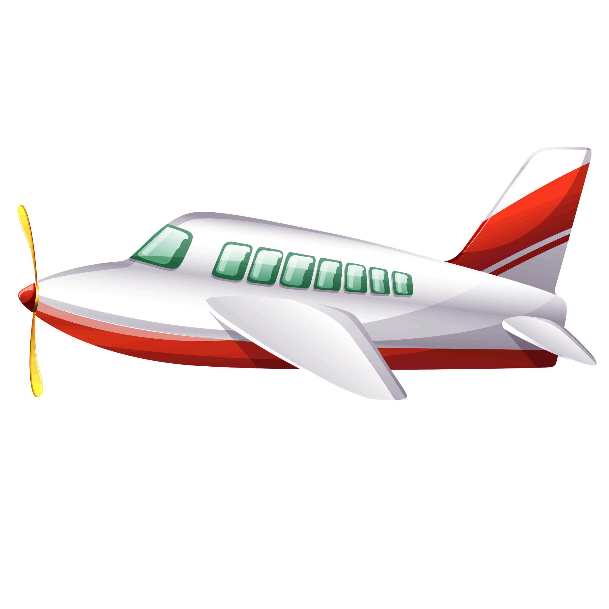 Small White Propeller Airplane With Red Trim Cartoon Illustration Transparent PNG Image