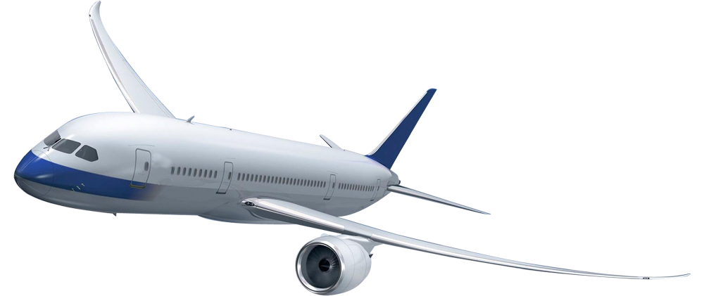 White And Blue Passenger Airplane Banking In Flight Isolated Transparent Background PNG Image