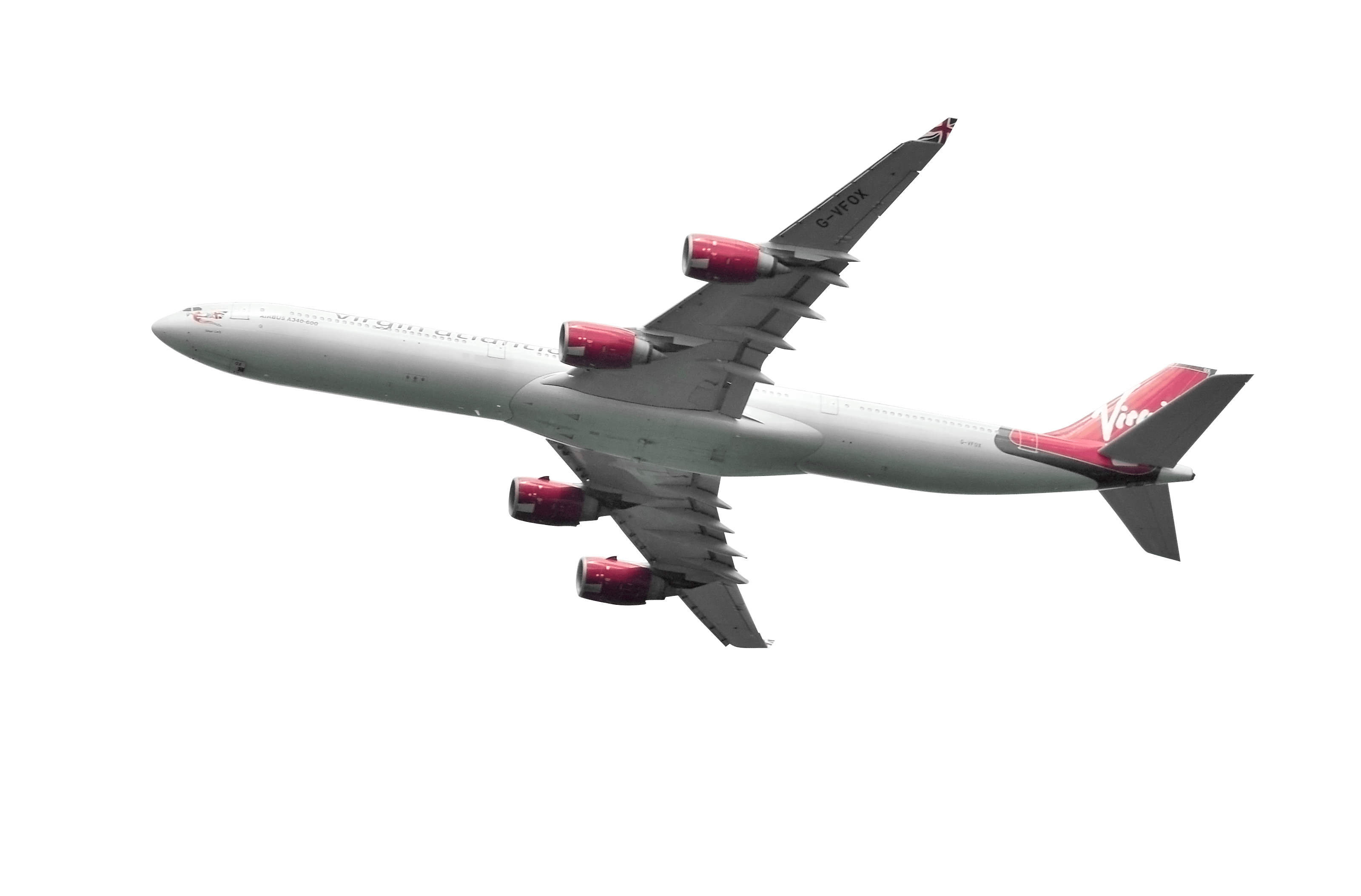White Passenger Jet With Red Engine Covers Side View Isolated Transparent Background PNG Image