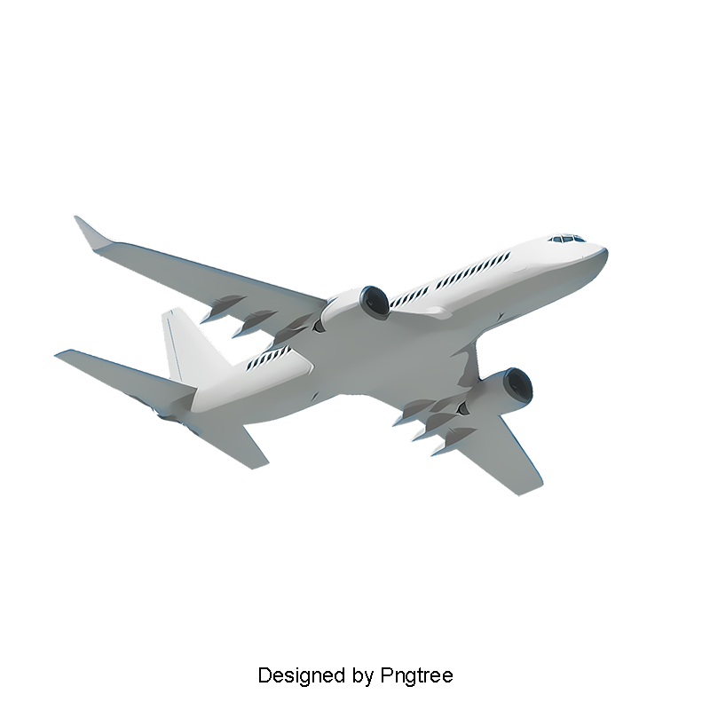 White Twin Engine Commercial Jet Airplane Viewed From Below Isolated Transparent Background PNG Image