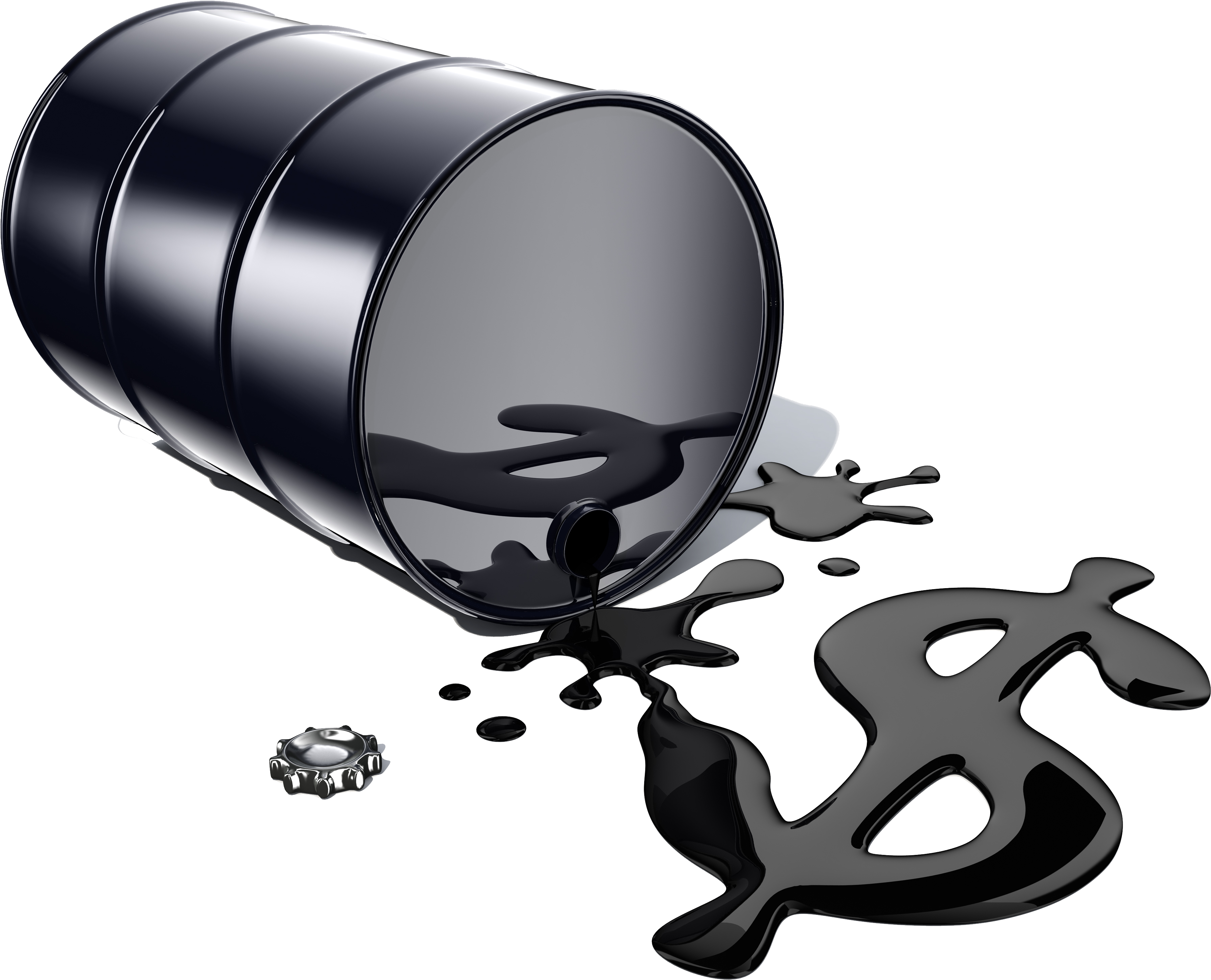 Black Oil Barrel Tipped Over With Spilled Crude Oil Isolated Transparent Background PNG Image