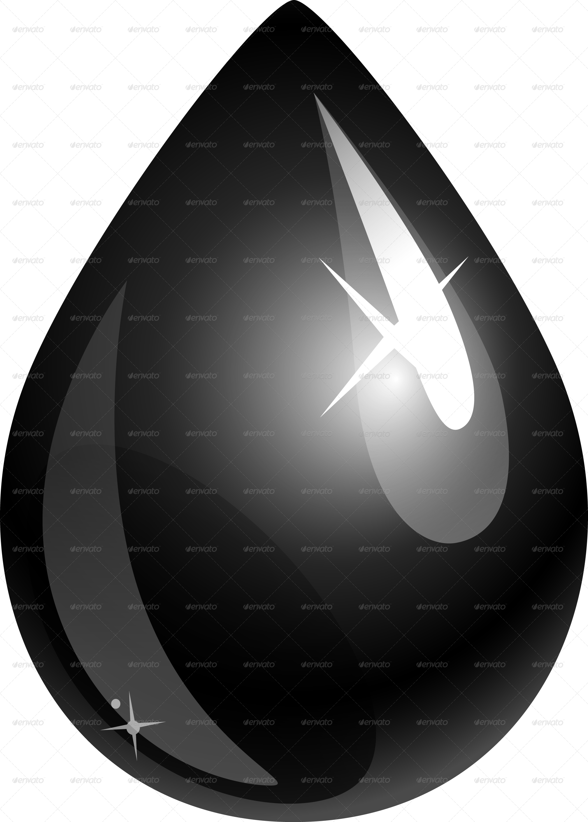 Glossy Black Crude Oil Drop With White Highlight Isolated Transparent Background PNG Image