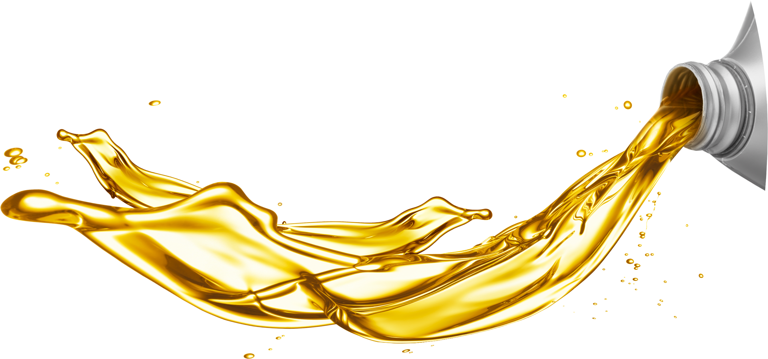 Golden Lubricant Oil Flowing From Bottle Splash Isolated Transparent Background PNG Image