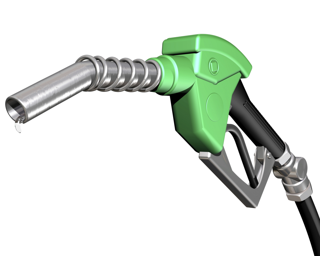 Green Gasoline Fuel Nozzle With Metal Spout Isolated Transparent Background PNG Image