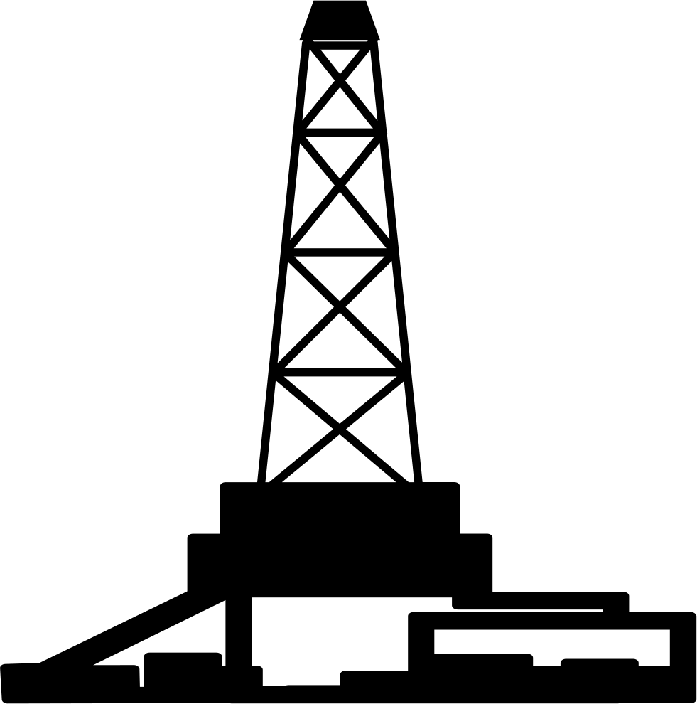 Oil Drilling Rig Tower Black Silhouette Icon Transparent Background PNG Image