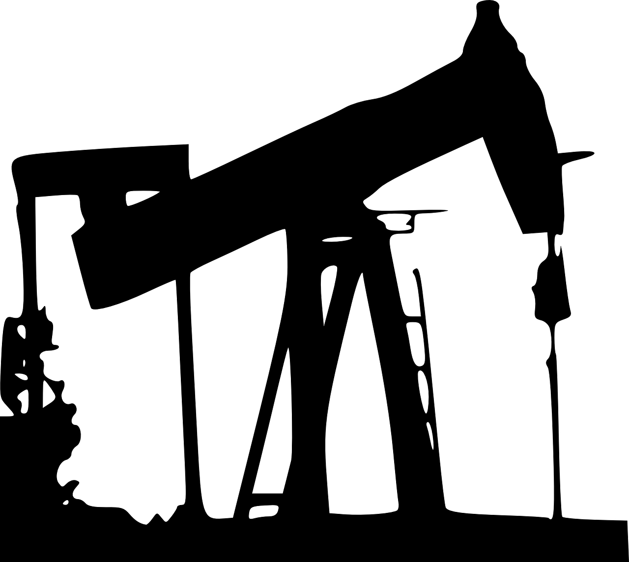 Oil Pumpjack Against Sky Black Silhouette Transparent Background PNG Image