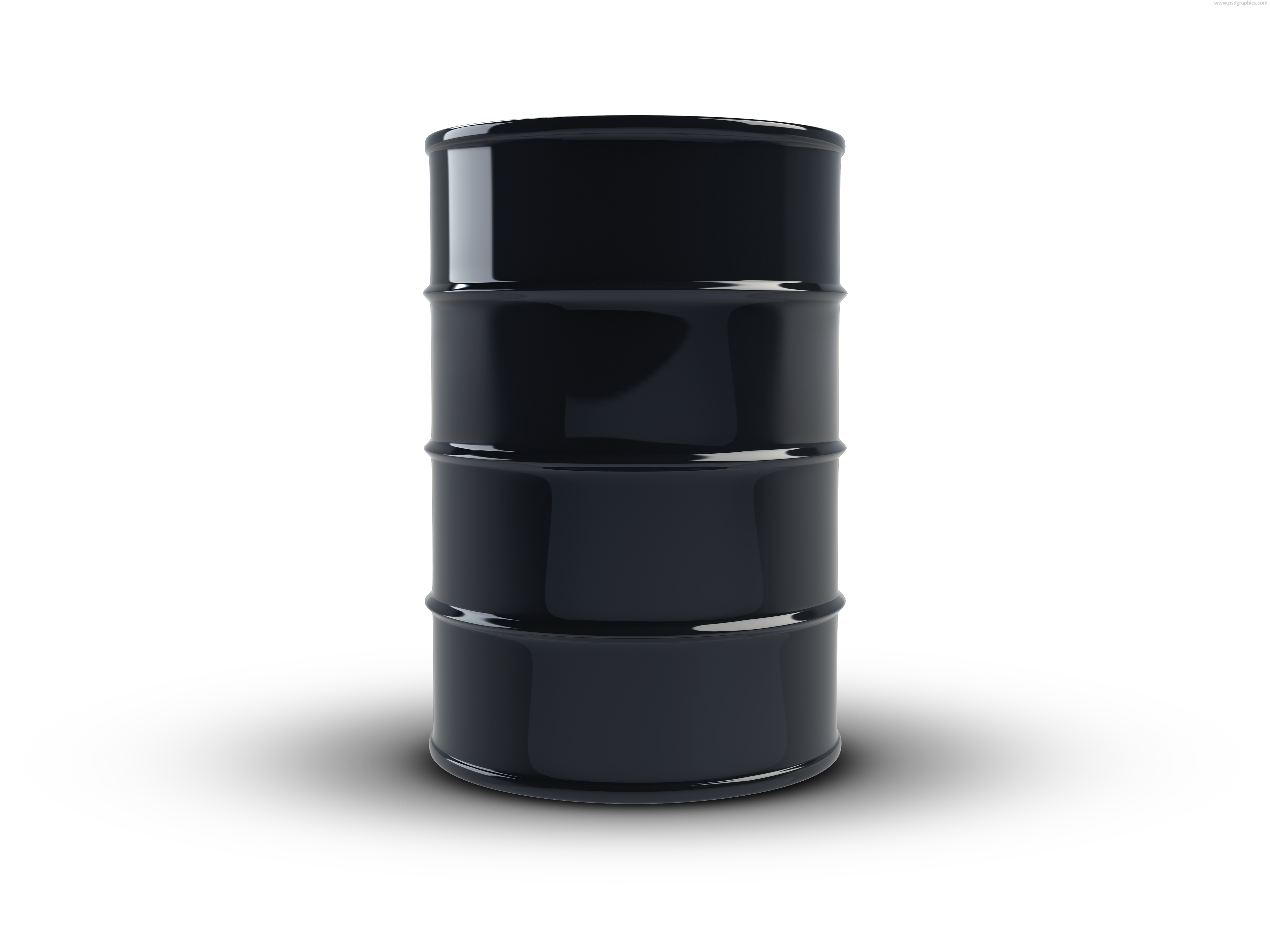 Single Black Metal Oil Barrel Standing Upright Isolated Transparent Background PNG Image