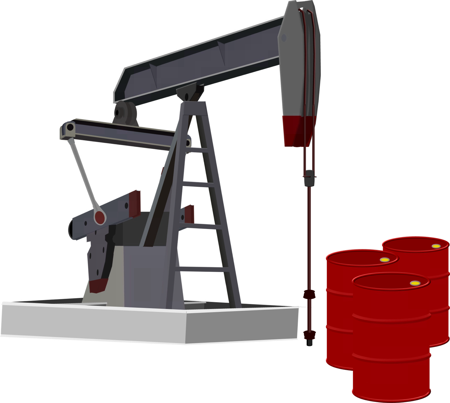 Oil Pumpjack Machine With Red Barrel Illustration Transparent PNG Image