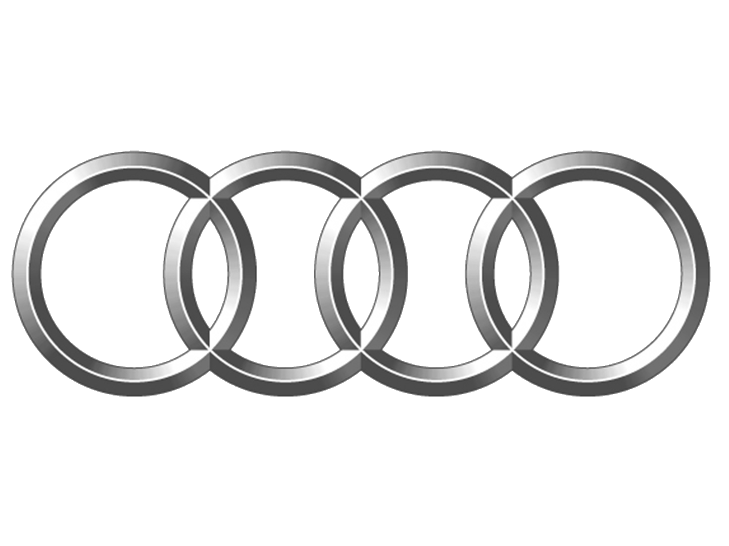 Audi Four Interlocking Dark Silver Rings Logo Transparent Background PNG Image