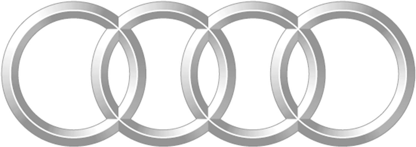 Audi Four Interlocking Silver Rings Car Logo Transparent Background PNG Image