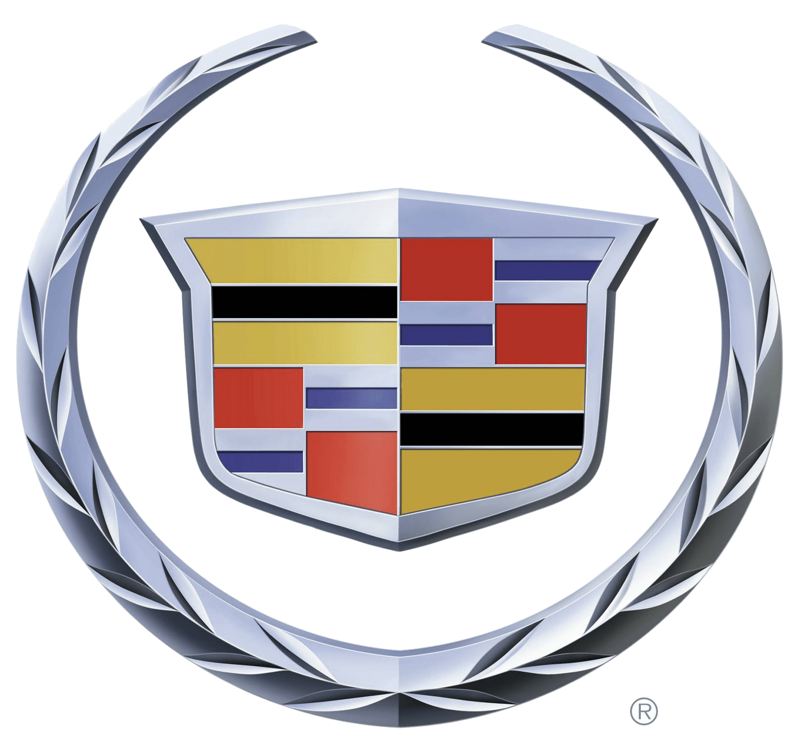 Cadillac Colorful Crest With Silver Wreath Car Emblem Transparent Background PNG Image