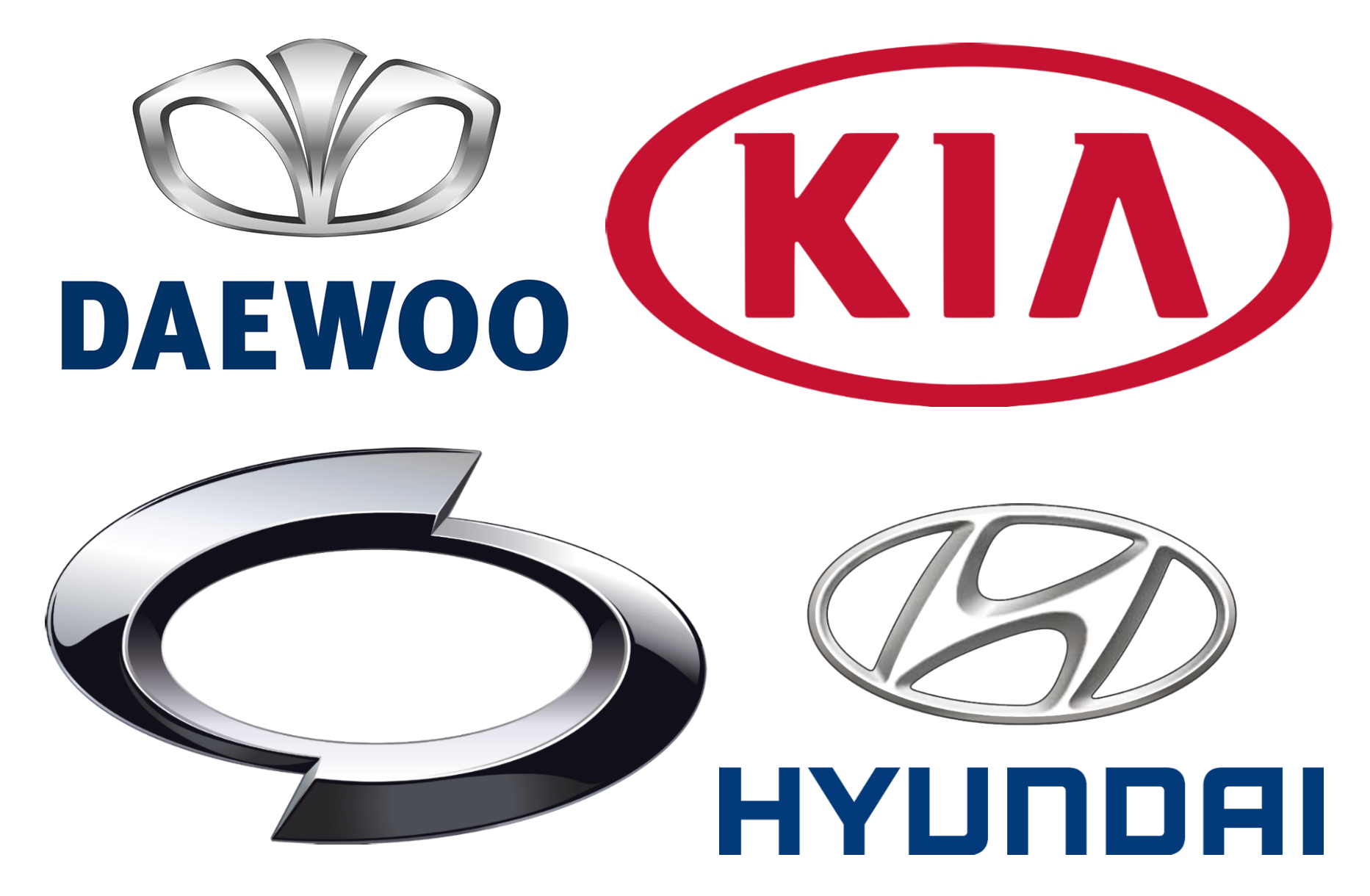 Daewoo Kia SsangYong Hyundai Korean Car Logos Collection Transparent Background PNG Image