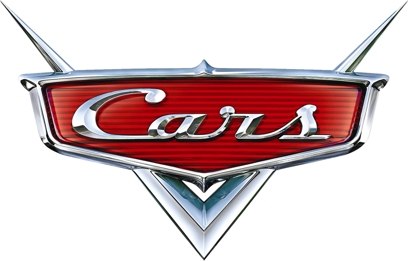 Disney Pixar Cars Movie Red And Silver Logo Transparent Background PNG Image