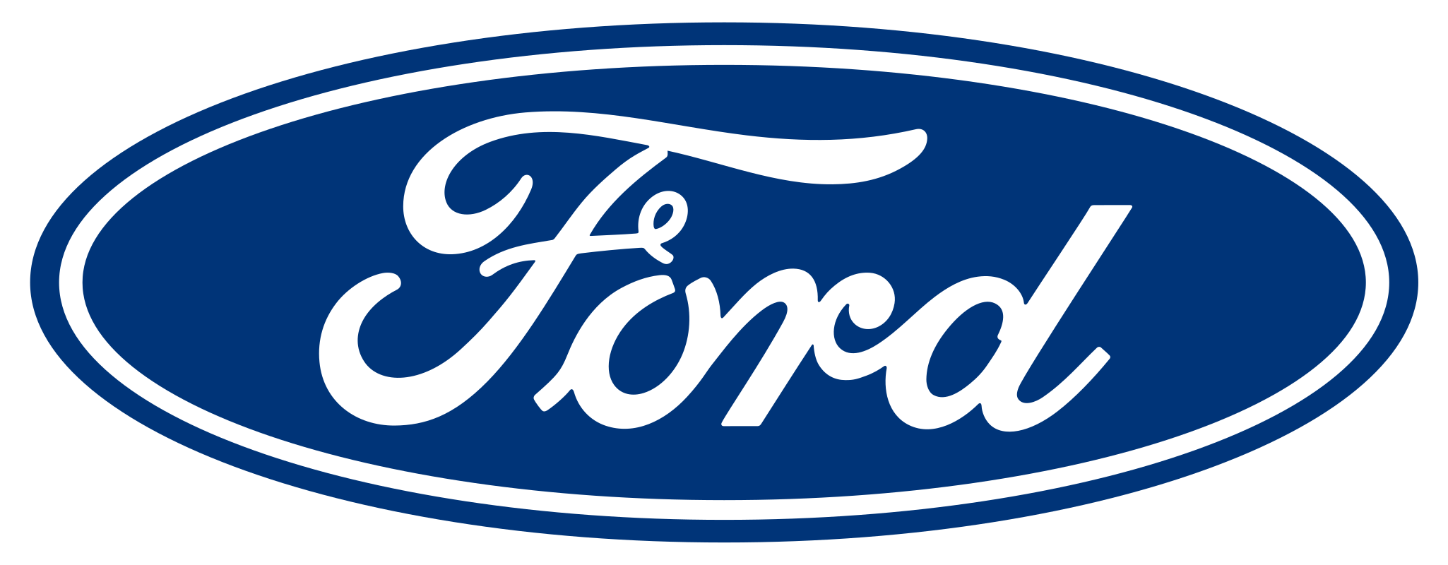 Ford White Script In Blue Oval Car Logo Transparent Background PNG Image