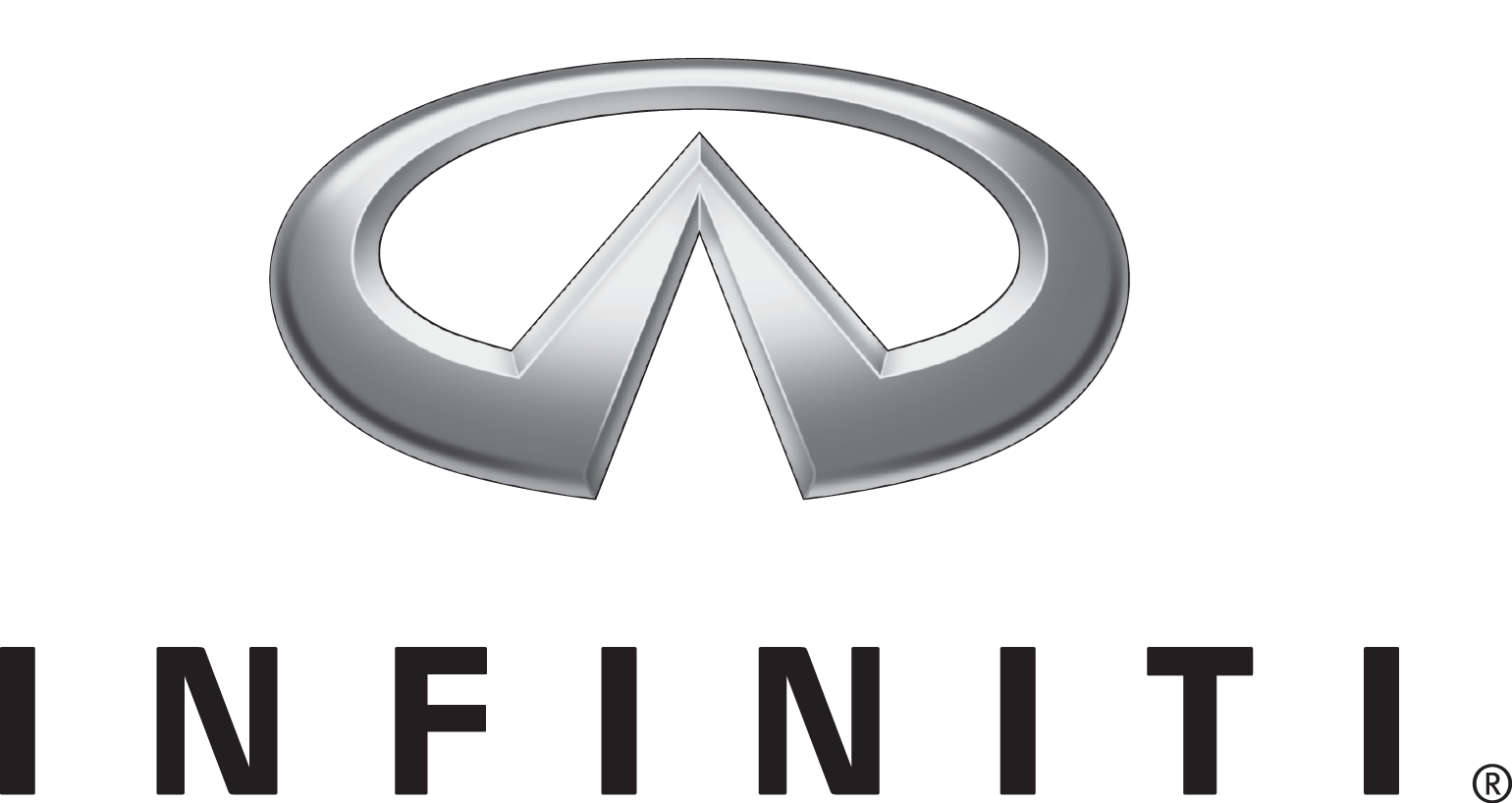 Infiniti Silver Oval Car Emblem With Black Wordmark Transparent Background PNG Image