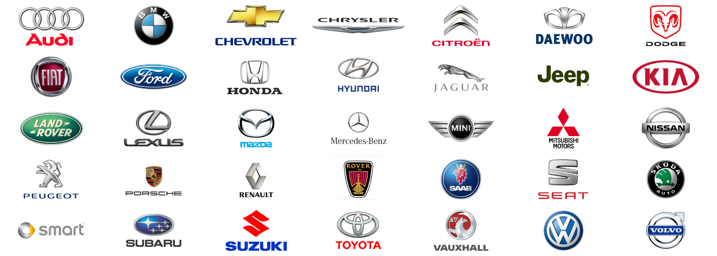 International Car Brands Logos Grid Collection Transparent Background PNG Image