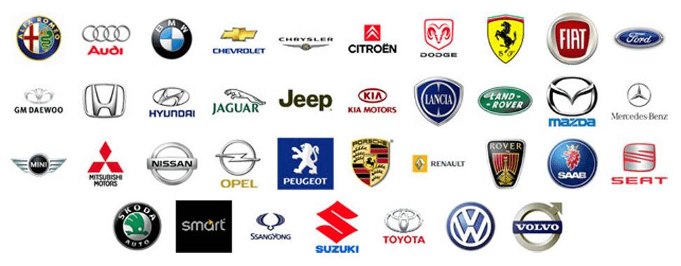 International Car Logos Collage On White Background Transparent Background PNG Image