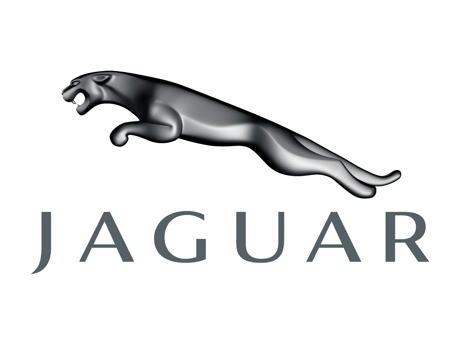 Jaguar Leaping Cat Silver Emblem With Wordmark Transparent Background PNG Image