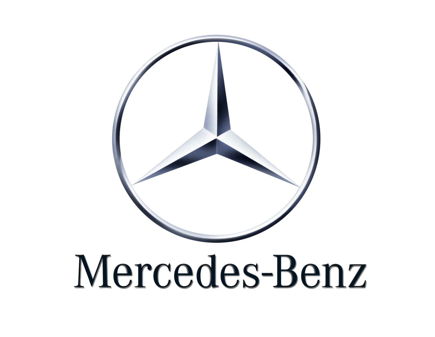 Mercedes Benz Silver Three Pointed Star With Wordmark Transparent Background PNG Image