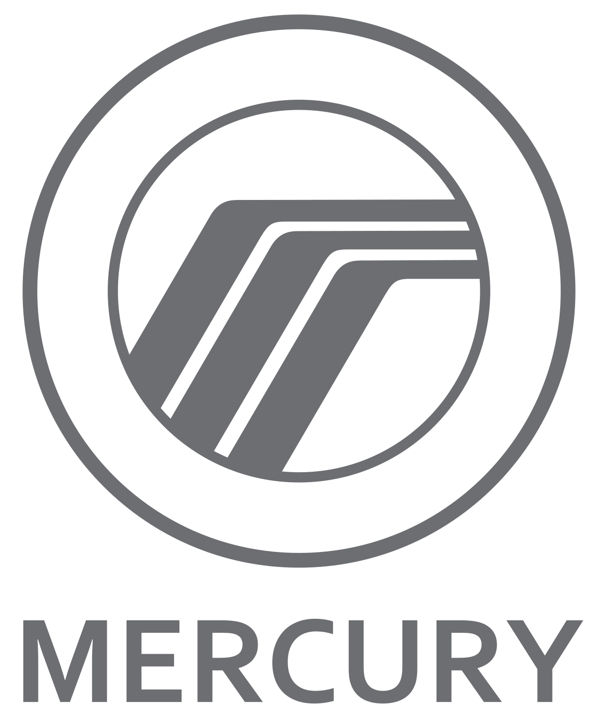 Mercury Gray Circular Emblem With Wordmark Transparent Background PNG Image