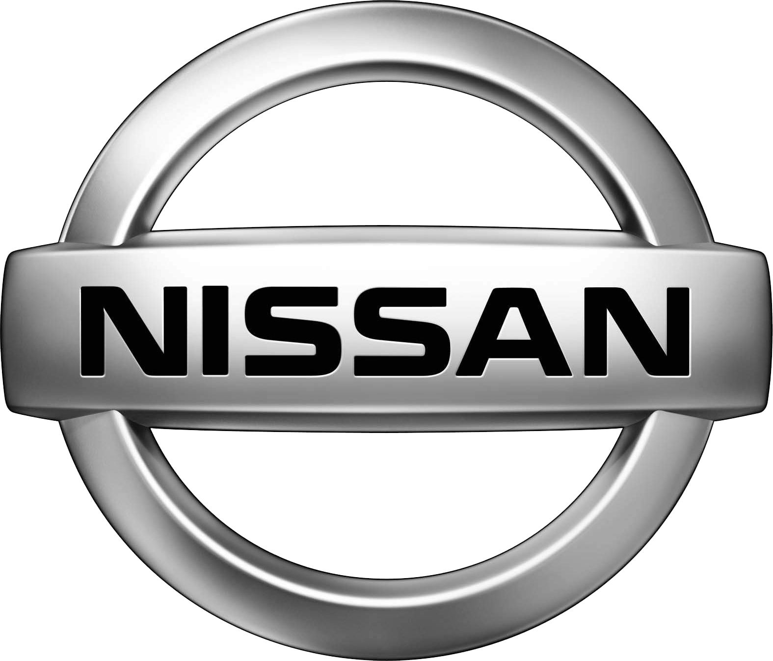 Nissan Chrome Circular Emblem With Silver Nameplate Transparent Background PNG Image