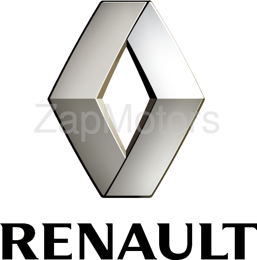 Renault Silver Diamond Emblem With Black Wordmark Transparent Background PNG Image
