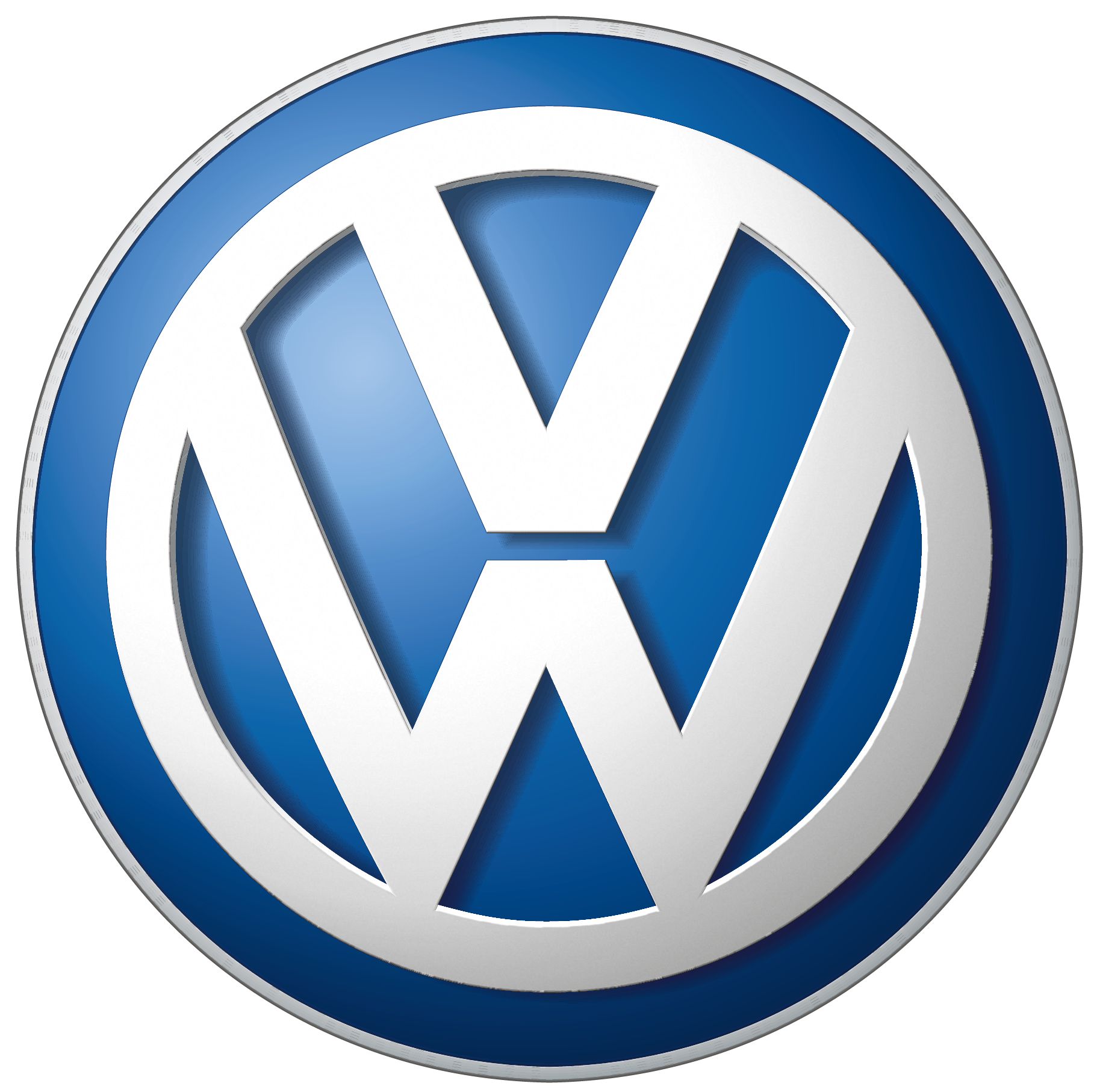 Volkswagen Blue And Silver Circular VW Car Emblem Transparent Background PNG Image