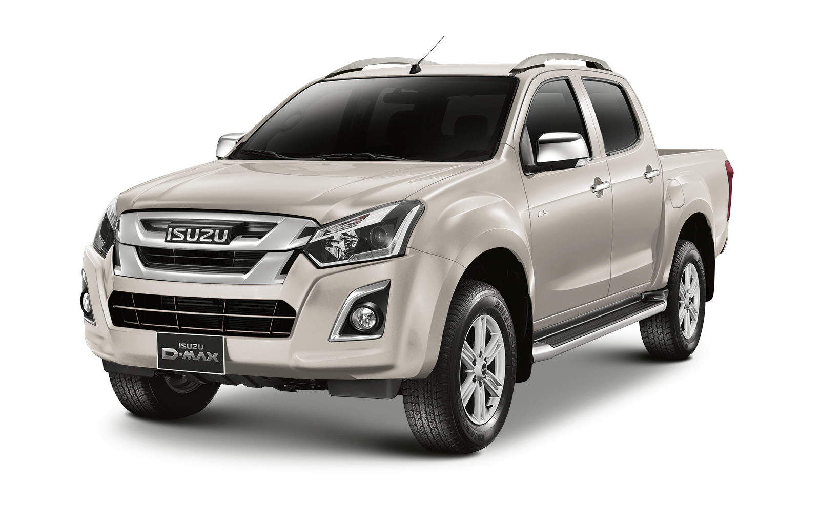 Beige Isuzu Double Cab Pickup Truck Front Angle View Isolated Transparent Background PNG Image