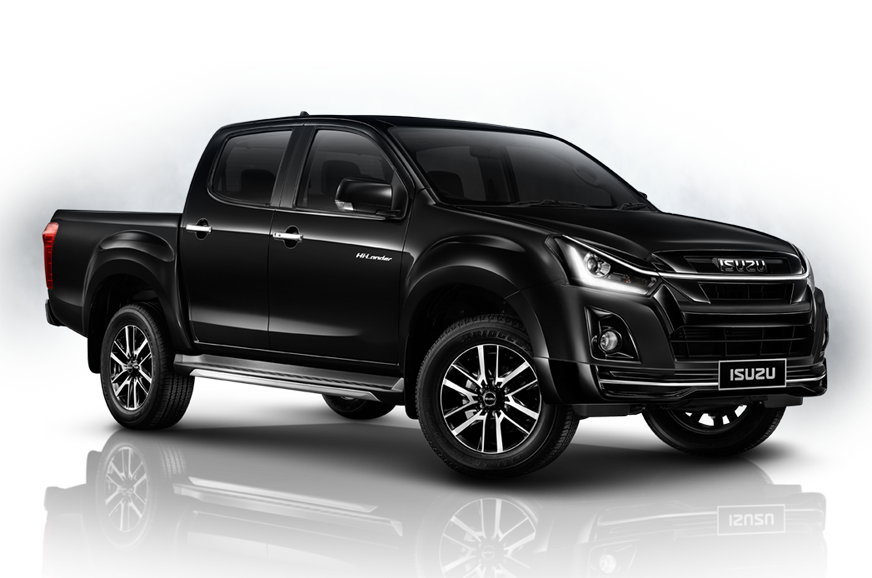 Black Isuzu Pickup Truck Side Three Quarter View Isolated Transparent Background PNG Image