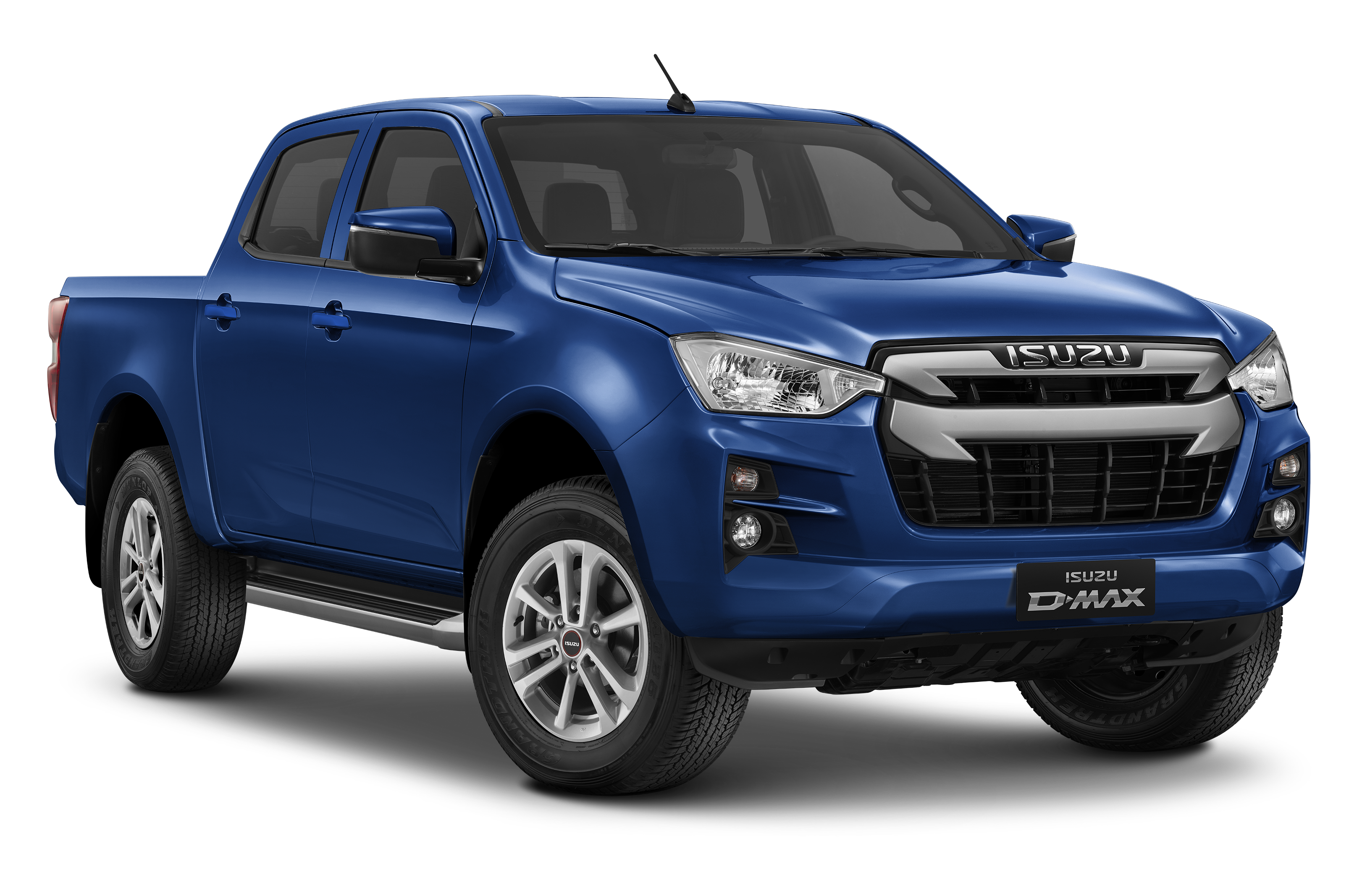 Blue Isuzu Double Cab Pickup Truck Front Angle View Isolated Transparent Background PNG Image
