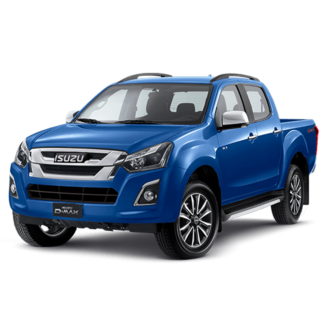 Blue Isuzu Pickup Truck With Black Grille Front View Isolated Transparent Background PNG Image