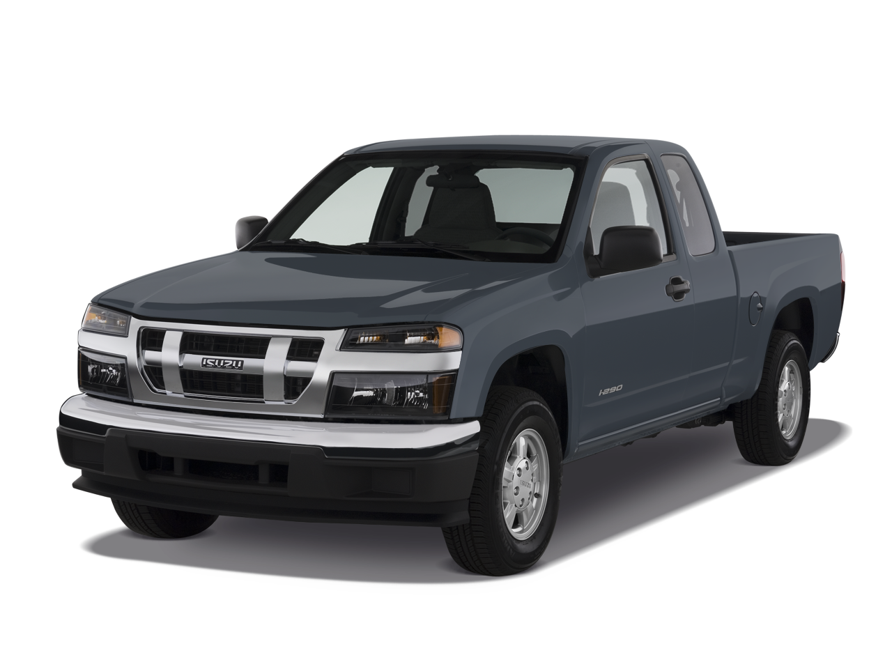 Dark Gray Isuzu Pickup Truck Side Angle View Isolated Transparent Background PNG Image