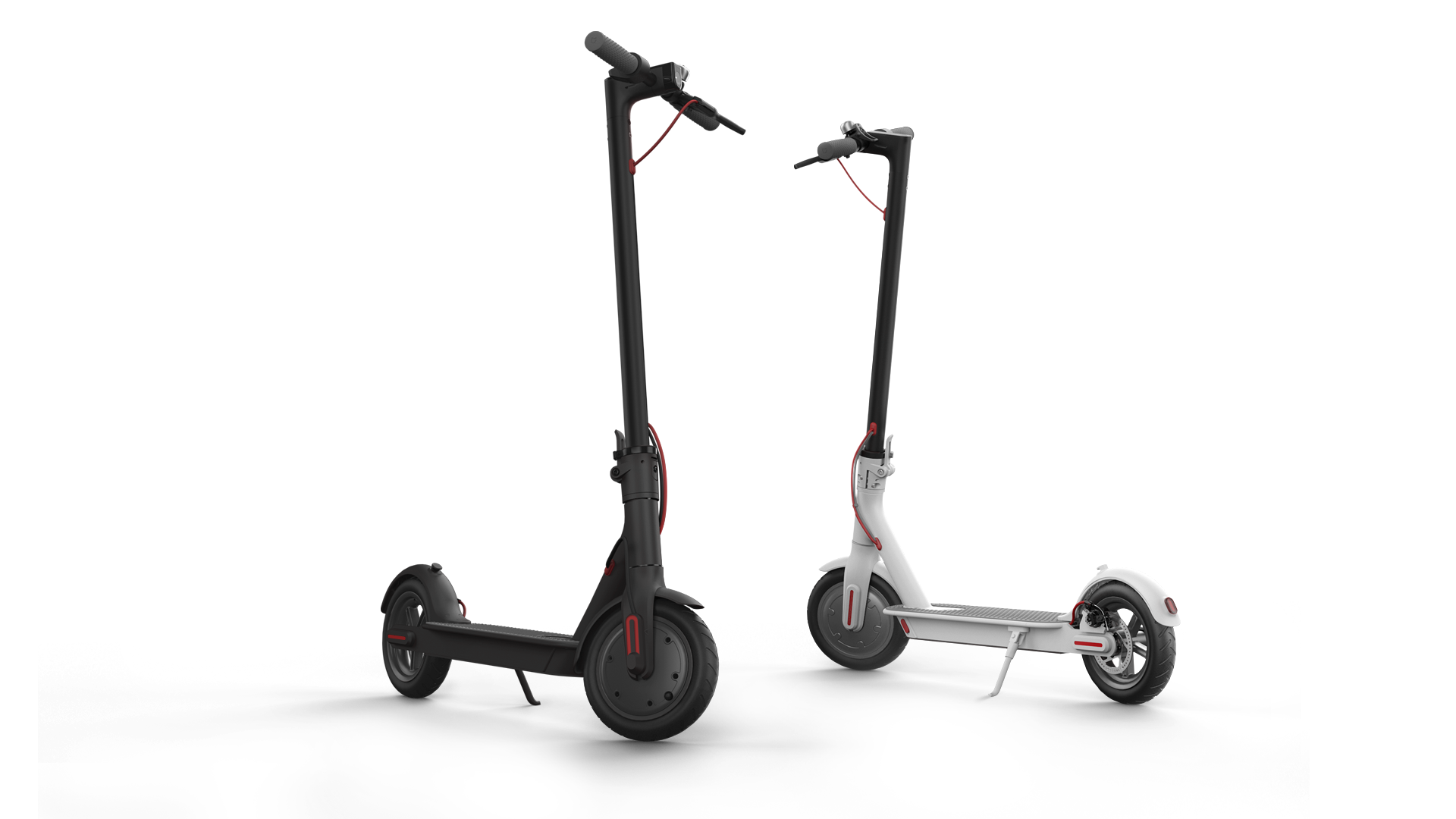 Black And White Electric Kick Scooters Pair PNG