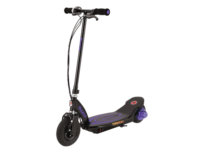 Black Electric Kick Scooter Purple Deck PNG