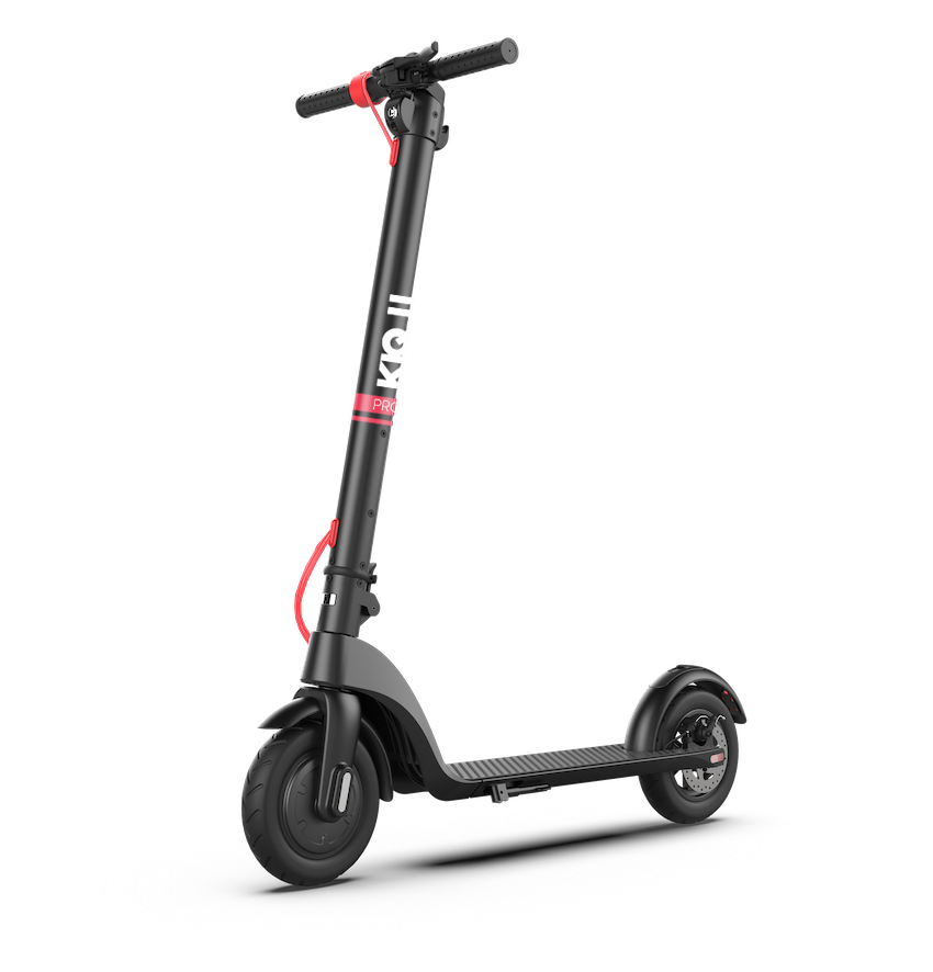 Black Electric Kick Scooter Red Frame Details PNG