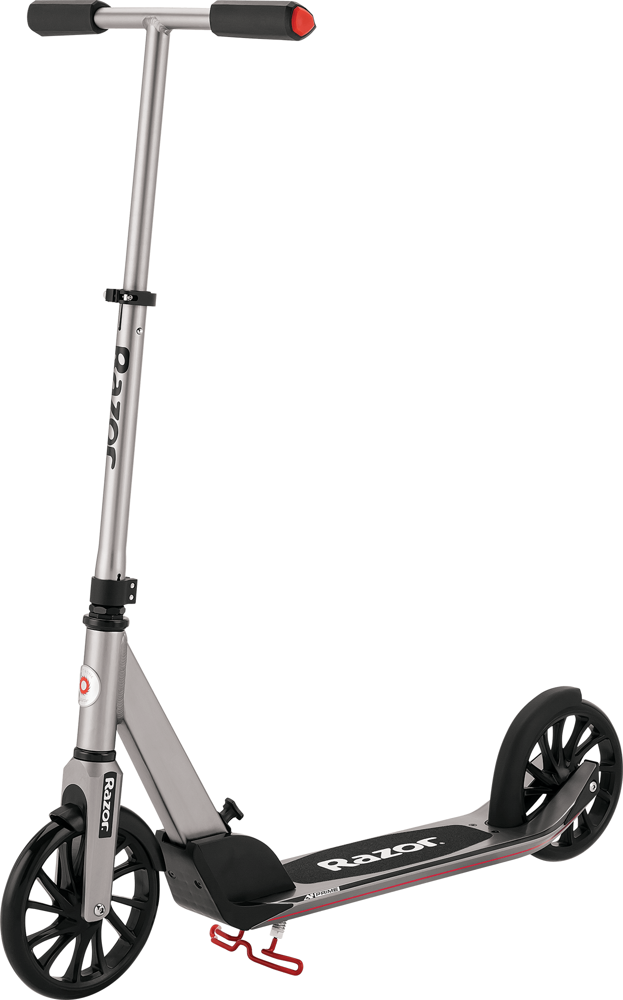 Black Electric Kick Scooter Red Handlebar Detail PNG