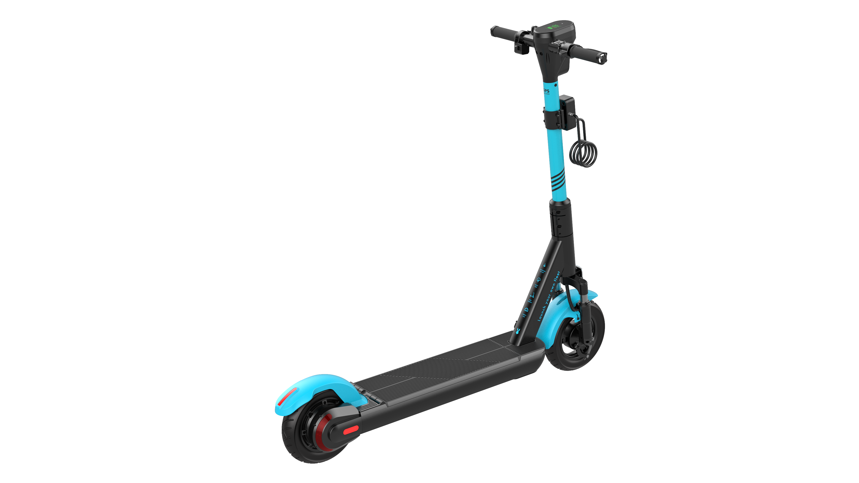 Black Electric Kick Scooter Teal Deck Accent PNG