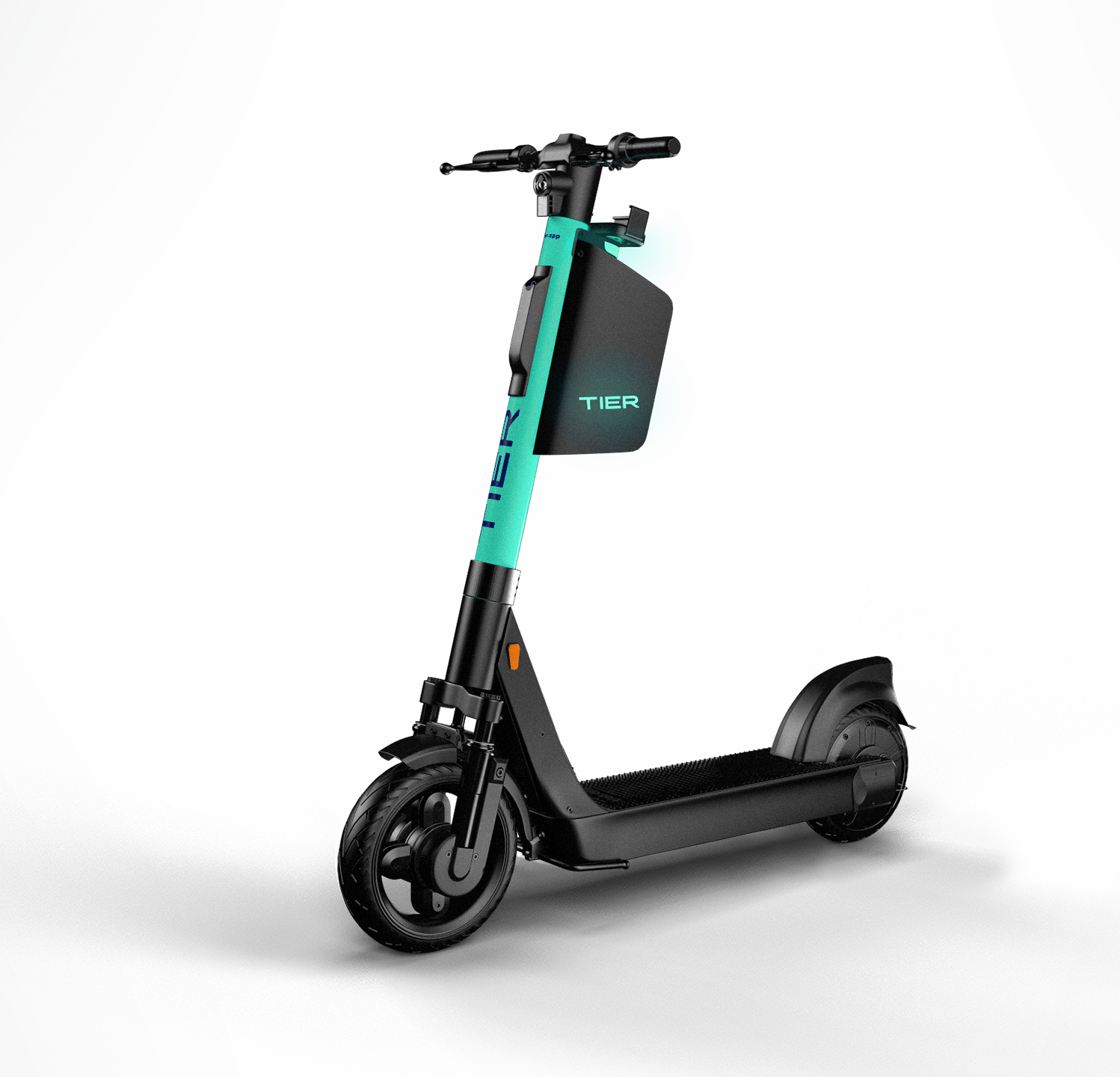 Black Electric Kick Scooter Turquoise Accent Panel PNG