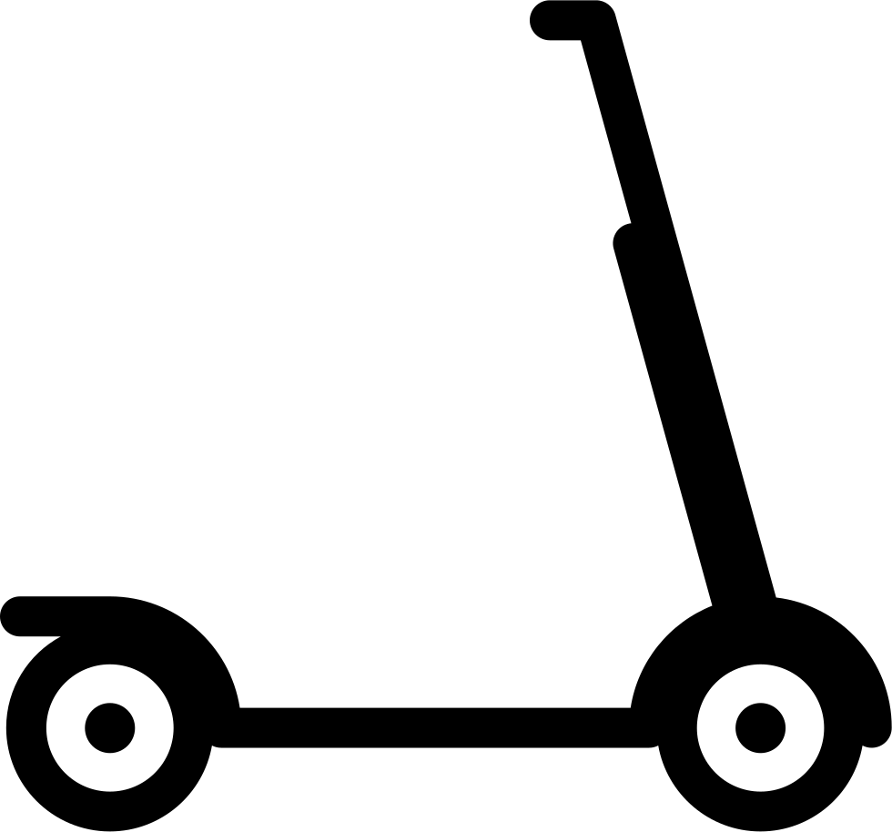 Black Electric Scooter Side Profile Silhouette Icon PNG