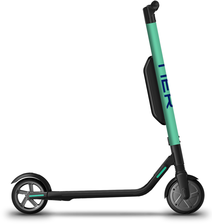 Black Green Kick Scooter With Mint Accent PNG