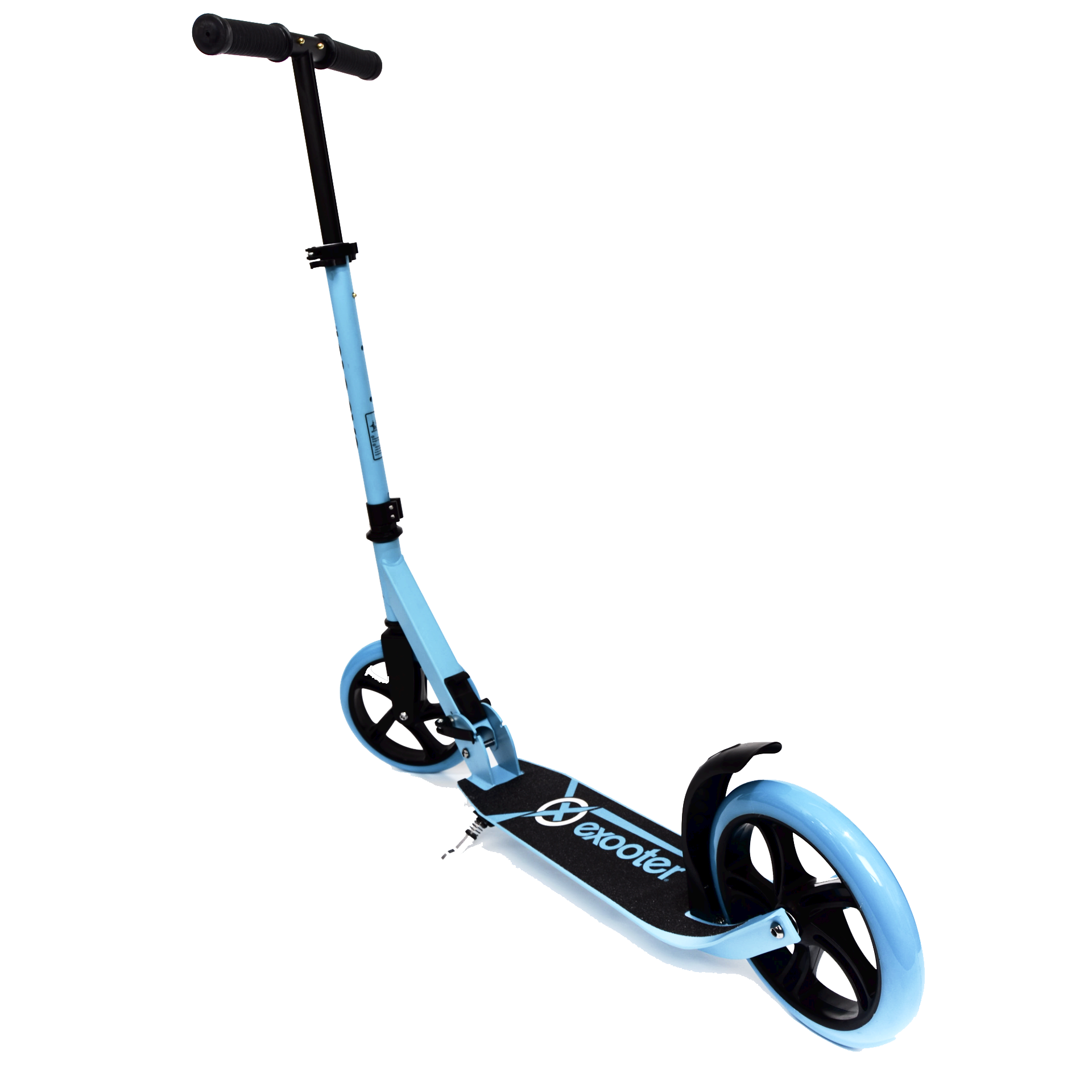 Blue Black Kick Scooter With Wide Wheels PNG