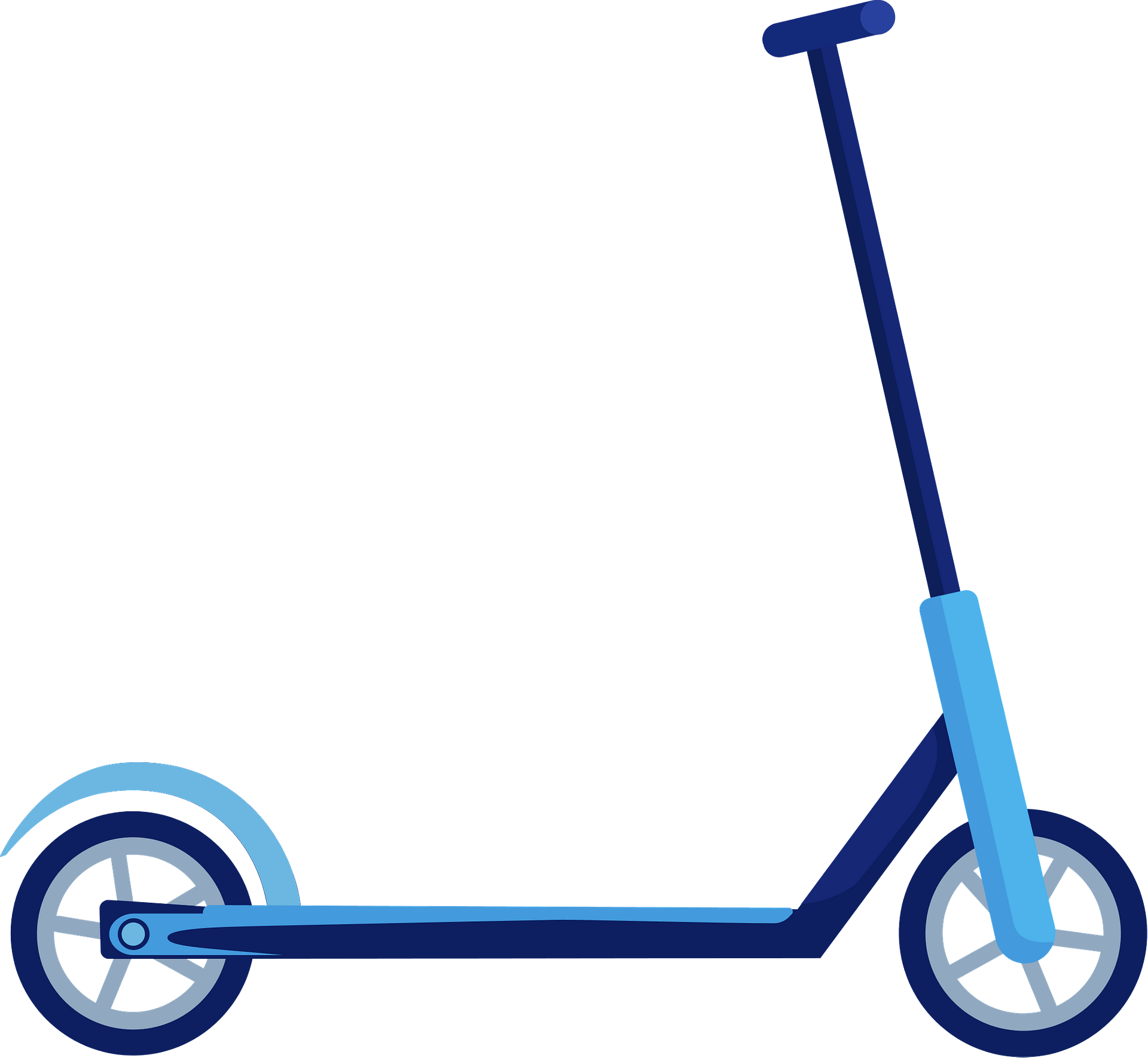 Blue Kick Scooter Side Profile Vector Illustration PNG