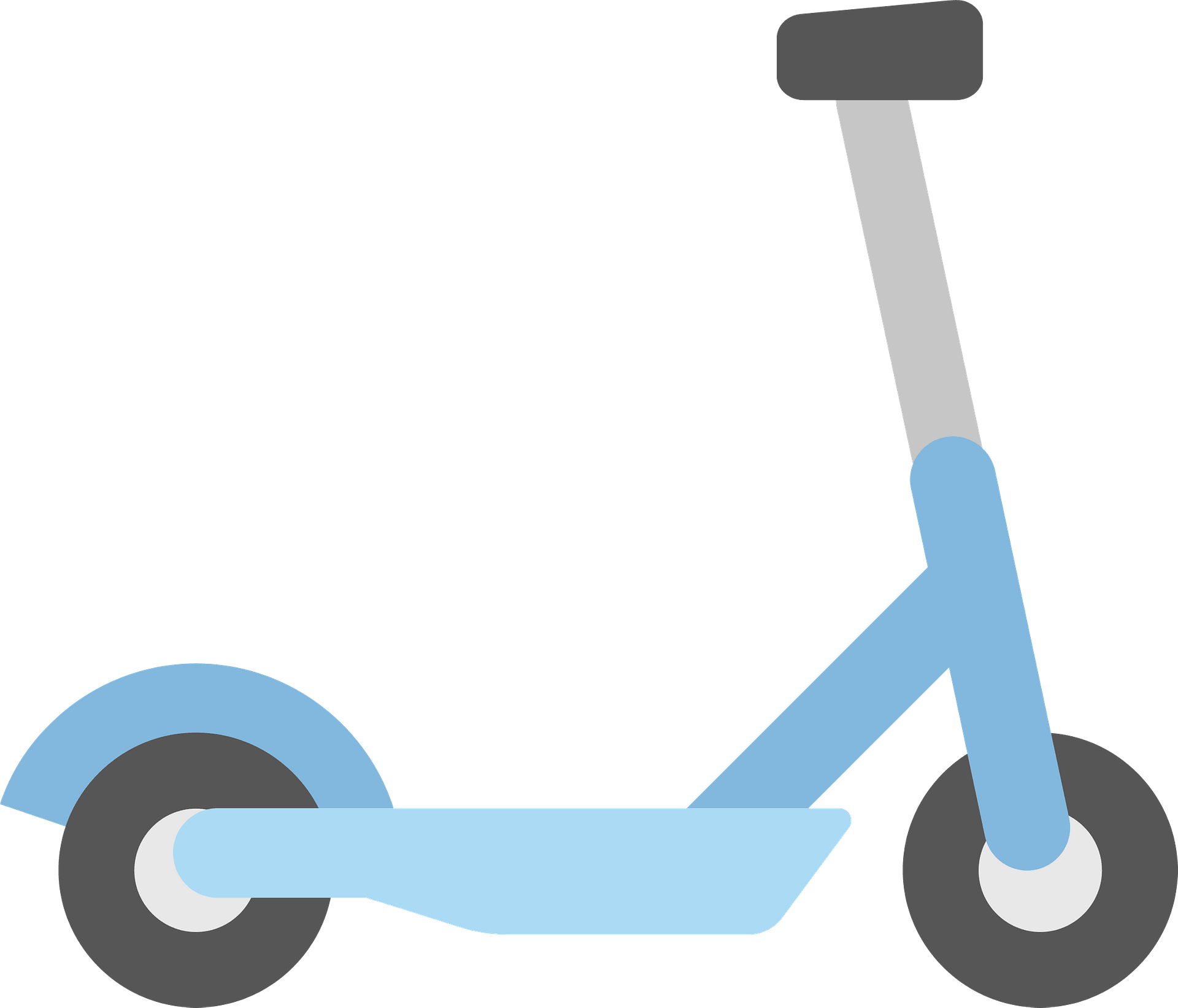 Blue Minimal Kick Scooter Flat Illustration PNG