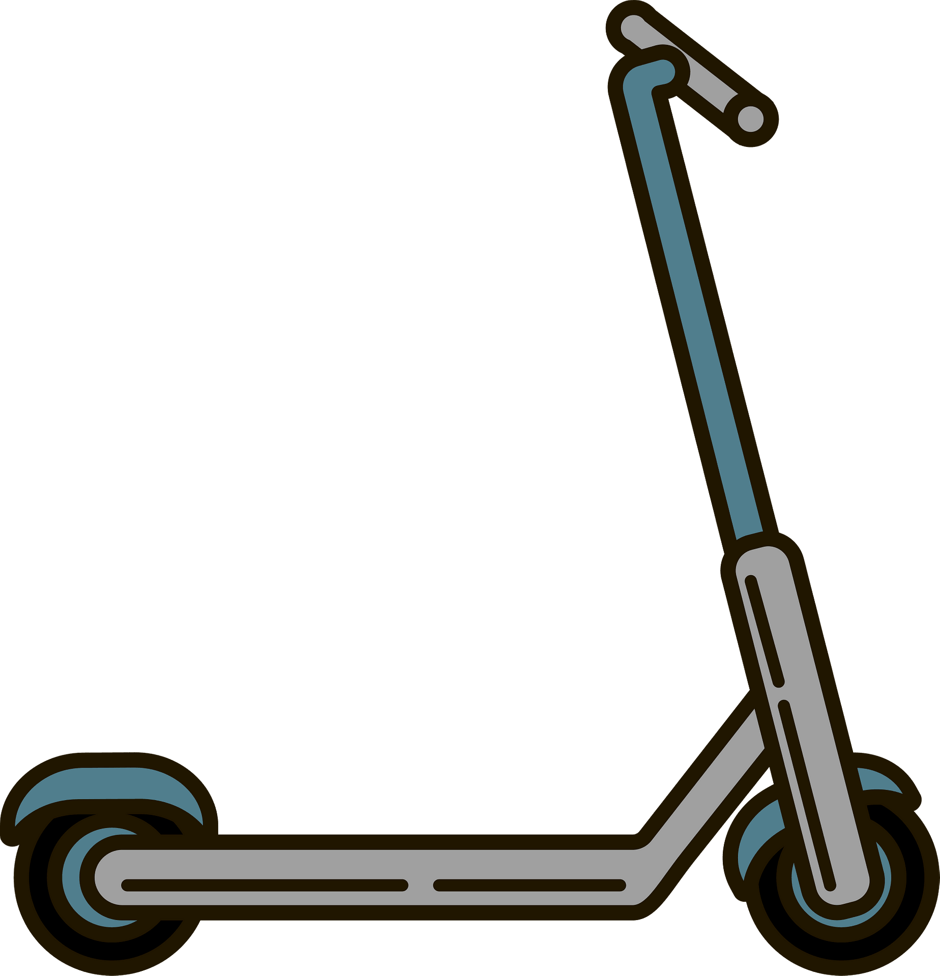 Brown Electric Kick Scooter Side Profile Illustration PNG