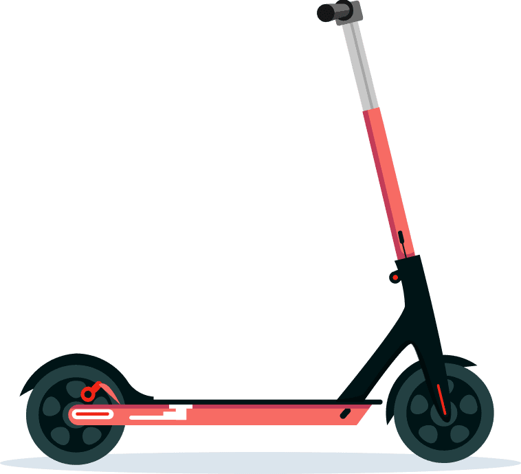 Dark Green Red Electric Kick Scooter PNG
