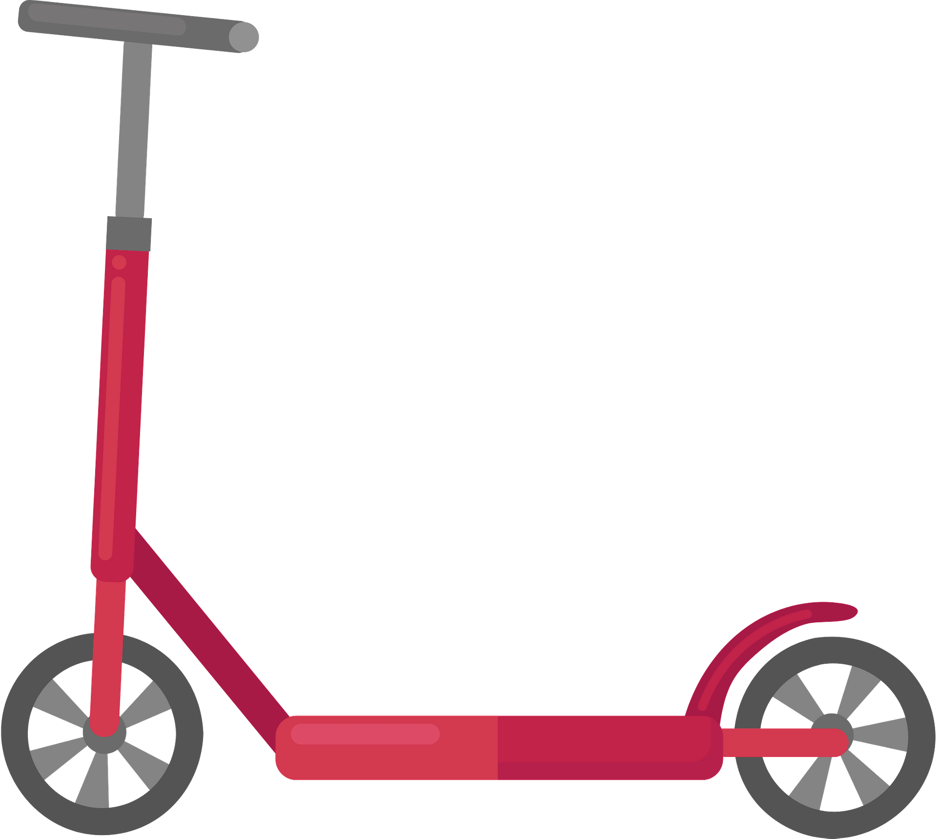 Pink Kick Scooter With Large Gray Wheels PNG